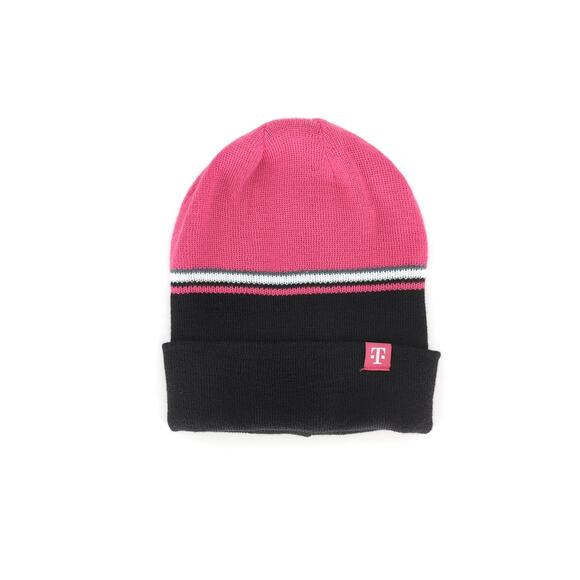 T-Mobile Reversible Unisex One Size Magenta & Black Knit Beanie Winter Hat - New - Picture 11 of 13